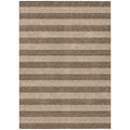 5' X 8' Coffee Striped Washable Non Skid Indoor Outdoor Area Rug