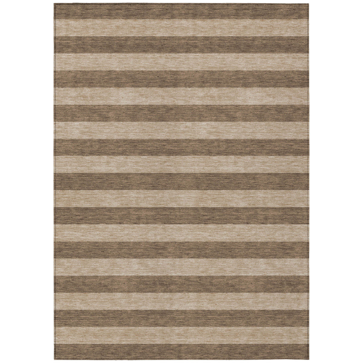 5' X 8' Coffee Striped Washable Non Skid Indoor Outdoor Area Rug