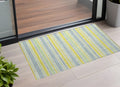 2' X 3' Blue And Yellow Striped Washable Non Skid Indoor Outdoor Area Rug