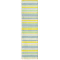 8' Runner Blue And Yellow Striped Washable Non Skid Indoor Outdoor Runner Rug