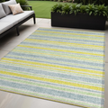 5' X 8' Blue And Yellow Striped Washable Non Skid Indoor Outdoor Area Rug