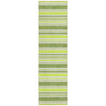 8' Runner Green And Yellow Striped Washable Non Skid Indoor Outdoor Runner Rug