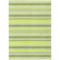 9' X 12' Green And Yellow Striped Washable Non Skid Indoor Outdoor Area Rug