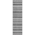 8' Runner Gray And Black Striped Washable Non Skid Indoor Outdoor Runner Rug