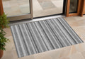 3' X 5' Gray And Black Striped Washable Non Skid Indoor Outdoor Area Rug