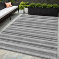 5' X 8' Gray And Black Striped Washable Non Skid Indoor Outdoor Area Rug