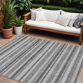 10' X 14' Gray And Black Striped Washable Non Skid Indoor Outdoor Area Rug