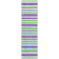 8' Runner Lime Green Striped Washable Non Skid Indoor Outdoor Runner Rug
