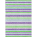 9' X 12' Lime Green Striped Washable Non Skid Indoor Outdoor Area Rug