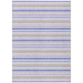 10' X 14' Ivory Blue And Gray Striped Washable Non Skid Indoor Outdoor Area Rug