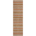 8' Runner Beige And Orange Striped Washable Non Skid Indoor Outdoor Runner Rug