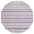 8' Round Pearl Round Striped Washable Non Skid Indoor Outdoor Area Rug