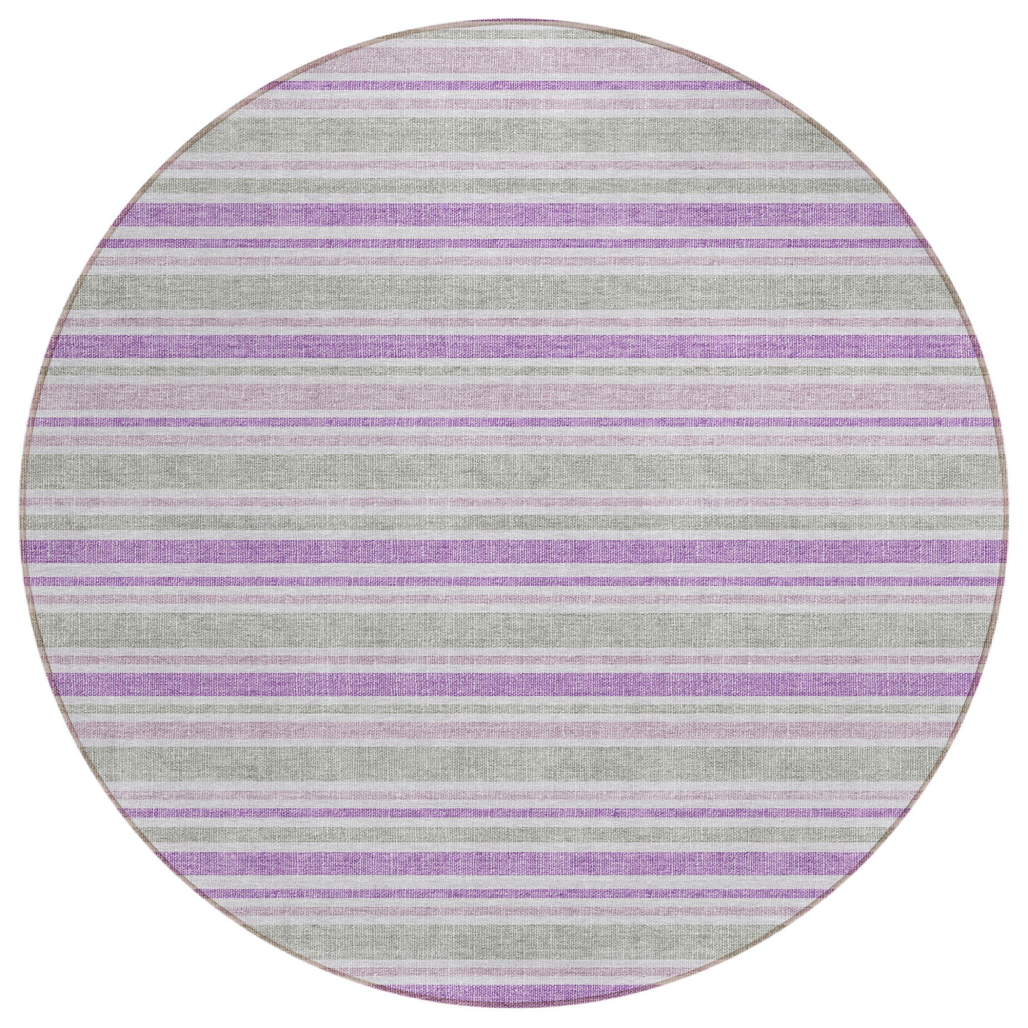 8' Round Pearl Round Striped Washable Non Skid Indoor Outdoor Area Rug
