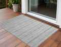 2' X 3' Black Silver And Gray Striped Washable Non Skid Indoor Outdoor Area Rug