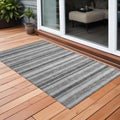 3' X 5' Black Silver And Gray Striped Washable Non Skid Indoor Outdoor Area Rug