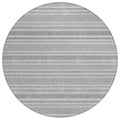 8' Round Black Silver And Gray Round Striped Washable Non Skid Indoor Outdoor Area Rug