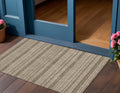 2' X 3' Taupe Striped Washable Non Skid Indoor Outdoor Area Rug