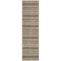 8' Runner Taupe Striped Washable Non Skid Indoor Outdoor Runner Rug