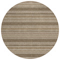 8' Round Taupe Round Striped Washable Non Skid Indoor Outdoor Area Rug