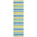 8' Runner Yellow Striped Washable Non Skid Indoor Outdoor Runner Rug