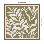 Sylvie Modern Minimalist Botanical Green and Neutral Linen Framed Canvas by The Creative Bunch Studio
