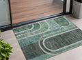 2' X 3' Black And Green Abstract Washable Non Skid Indoor Outdoor Area Rug