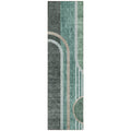 8' Runner Black And Green Abstract Washable Non Skid Indoor Outdoor Runner Rug