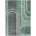 8' X 10' Black And Green Abstract Washable Non Skid Indoor Outdoor Area Rug