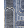 8' X 10' Blue And Black Abstract Washable Non Skid Indoor Outdoor Area Rug