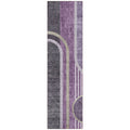 8' Runner Purple And Black Abstract Washable Non Skid Indoor Outdoor Runner Rug