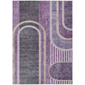 5' X 8' Purple And Black Abstract Washable Non Skid Indoor Outdoor Area Rug