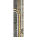 8' Runner Taupe And Gray Abstract Washable Non Skid Indoor Outdoor Runner Rug