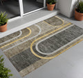 3' X 5' Taupe Abstract Washable Non Skid Area Rug With Uv Protection