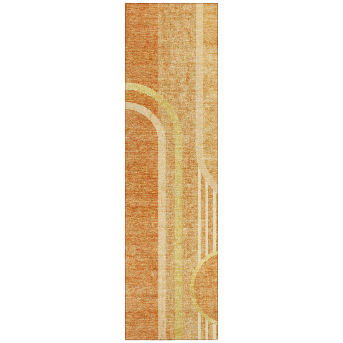 8' Runner Terra Cotta Abstract Washable Non Skid Indoor Outdoor Runner Rug