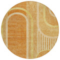 8' Round Terra Cotta Round Abstract Washable Non Skid Indoor Outdoor Area Rug