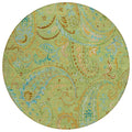 8' Round Artichoke Green Round Paisley Washable Non Skid Indoor Outdoor Area Rug