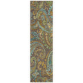8' Runner Chocolate Paisley Washable Non Skid Indoor Outdoor Runner Rug