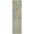 8' Runner Gray And Gold Paisley Washable Non Skid Indoor Outdoor Runner Rug