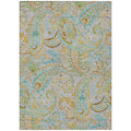 5' X 8' Gray And Gold Paisley Washable Non Skid Indoor Outdoor Area Rug