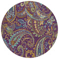 8' Round Purple Round Paisley Washable Non Skid Indoor Outdoor Area Rug