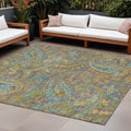 10' X 14' Taupe Paisley Washable Non Skid Indoor Outdoor Area Rug