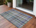 3' X 5' Green Plaid Washable Non Skid Indoor Outdoor Area Rug