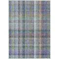 5' X 8' Green Plaid Washable Non Skid Indoor Outdoor Area Rug