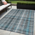 5' X 8' Teal Plaid Washable Non Skid Indoor Outdoor Area Rug