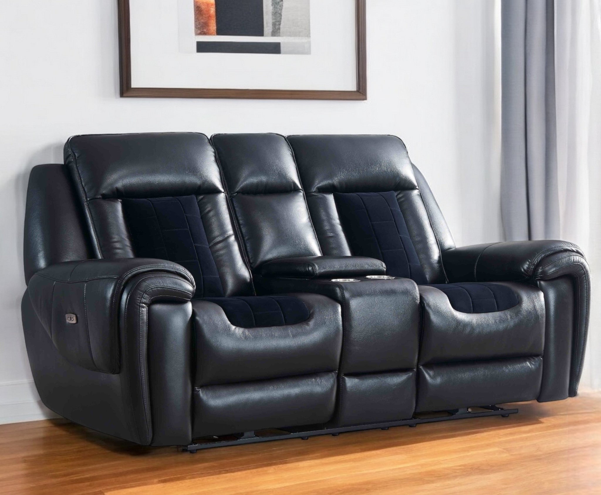 79'' Black Power Reclining Loveseat With Storage