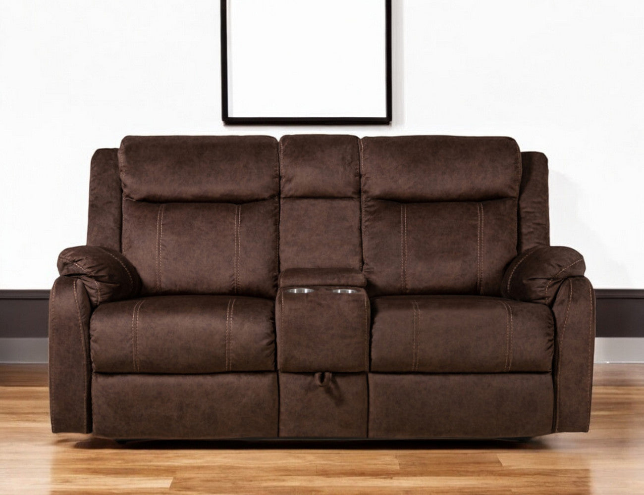 70'' Dark Brown Manual Reclining Loveseat With Storage
