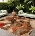 9' X 12' Chocolate Abstract Washable Non Skid Indoor Outdoor Area Rug