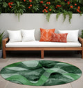 8' Round Fern Green Round Abstract Washable Non Skid Indoor Outdoor Area Rug