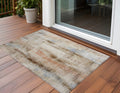 3' X 5' Beige And Brown Washable Non Skid Indoor Outdoor Area Rug