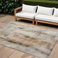 9' X 12' Beige And Brown Washable Non Skid Indoor Outdoor Area Rug